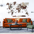 3D Wooden World Map Cappuccino (for US only)