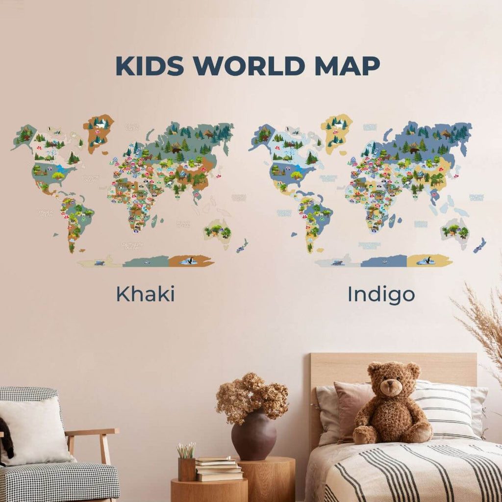 Kid's Wall Map Khaki