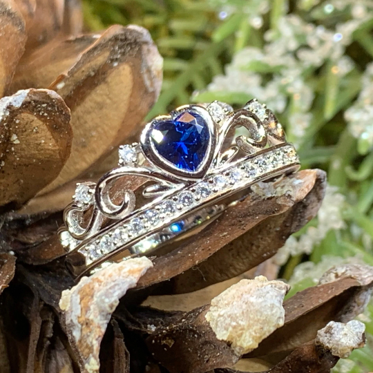 Princess of Wales Sapphire Crown Ring in Sterling Silver