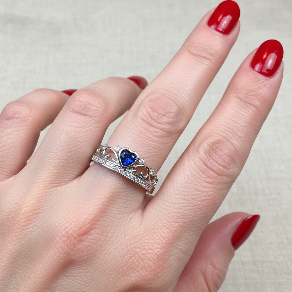 Princess of Wales Sapphire Crown Ring in Sterling Silver | Ring | Wiccan Center