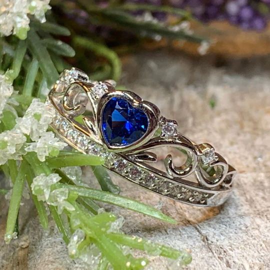 Princess of Wales Sapphire Crown Ring in Sterling Silver
