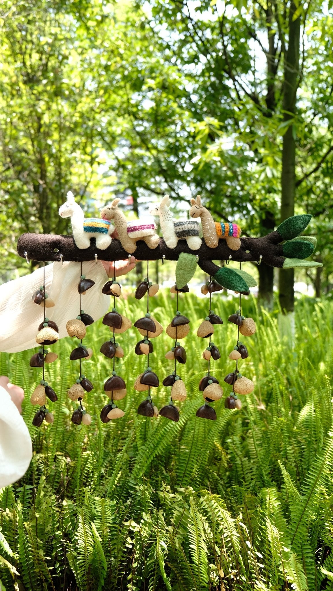 Llama Forest Felt Animal Seed Wind Chime | Wind Chimes | Wiccan Center