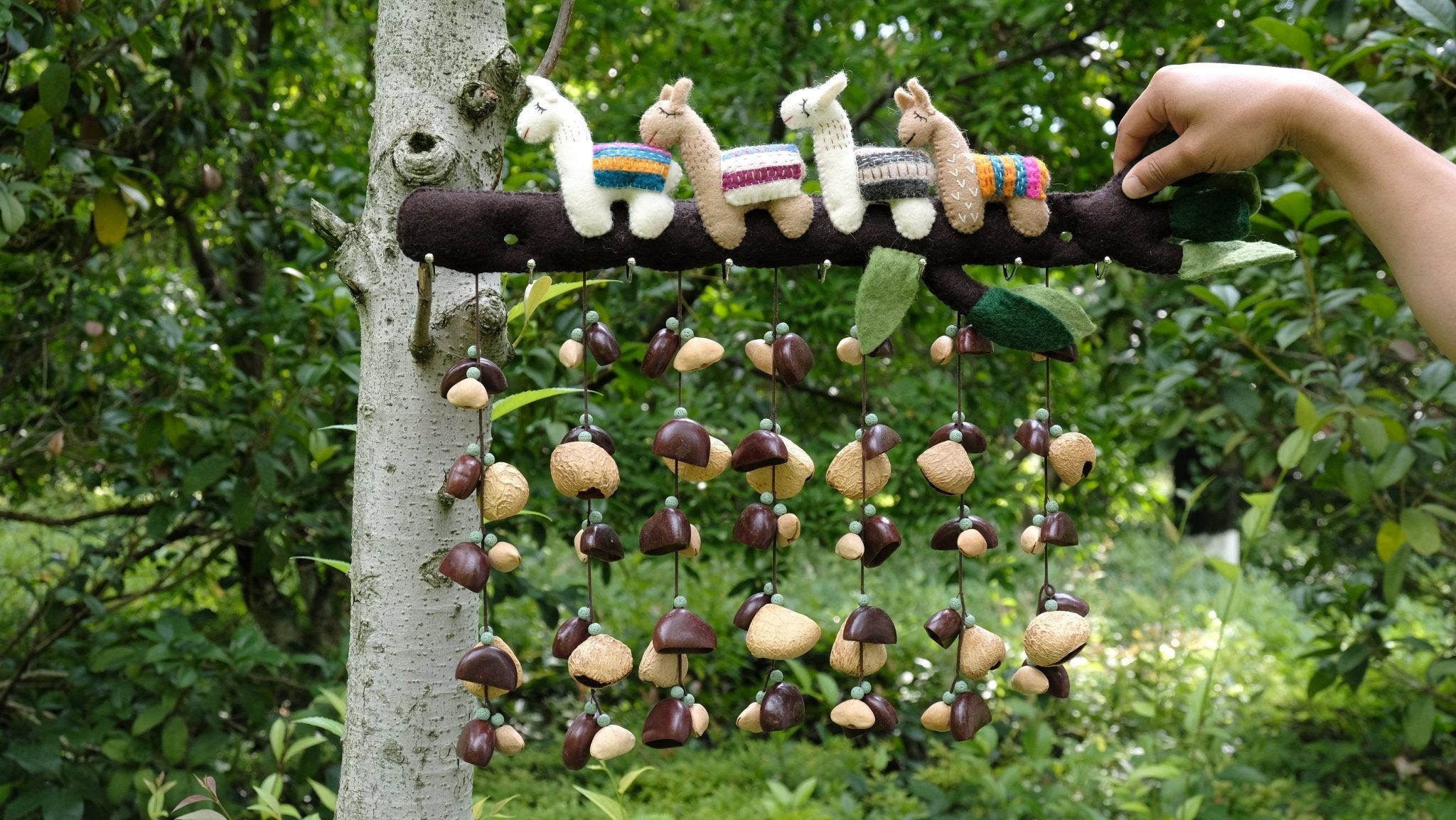 Llama Forest Felt Animal Seed Wind Chime | Wind Chimes | Wiccan Center