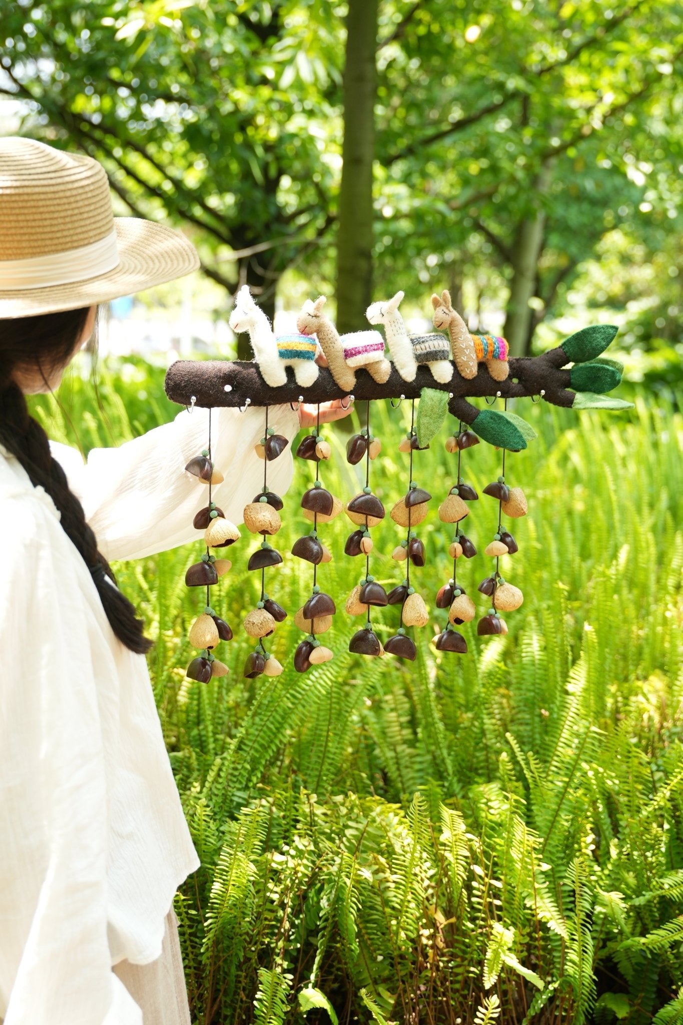 Llama Forest Felt Animal Seed Wind Chime | Wind Chimes | Wiccan Center