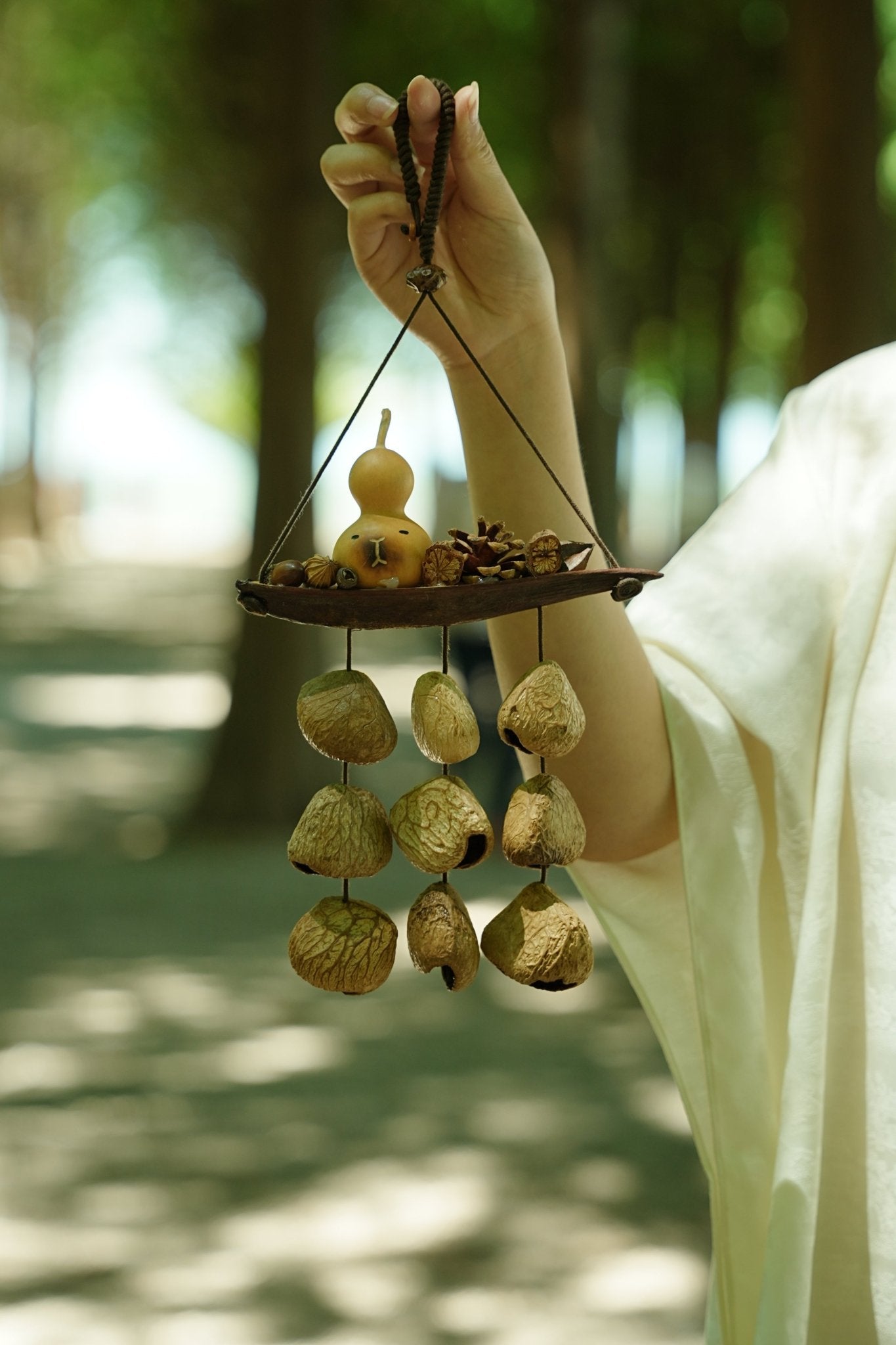 "Lucky Gourd Ark" Gourd Seed Wind Chime | Seed Necklace | Wiccan Center