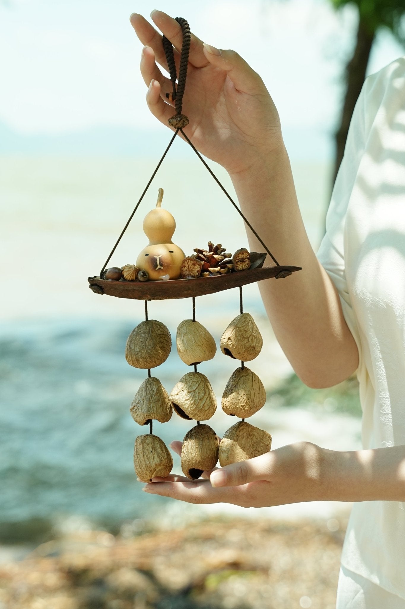 "Lucky Gourd Ark" Gourd Seed Wind Chime | Seed Necklace | Wiccan Center