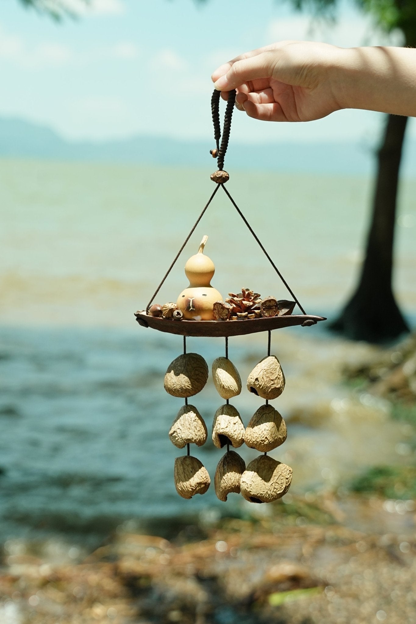 "Lucky Gourd Ark" Gourd Seed Wind Chime | Seed Necklace | Wiccan Center