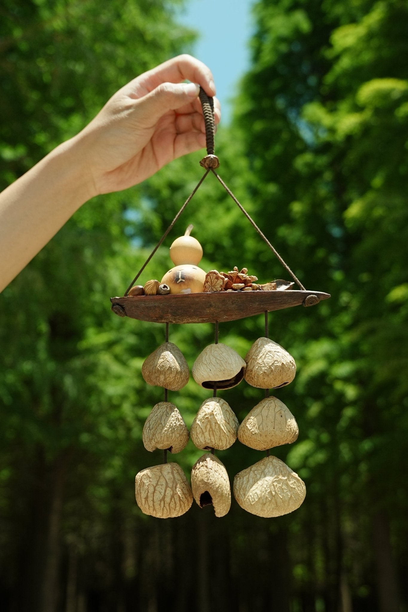 "Lucky Gourd Ark" Gourd Seed Wind Chime | Seed Necklace | Wiccan Center