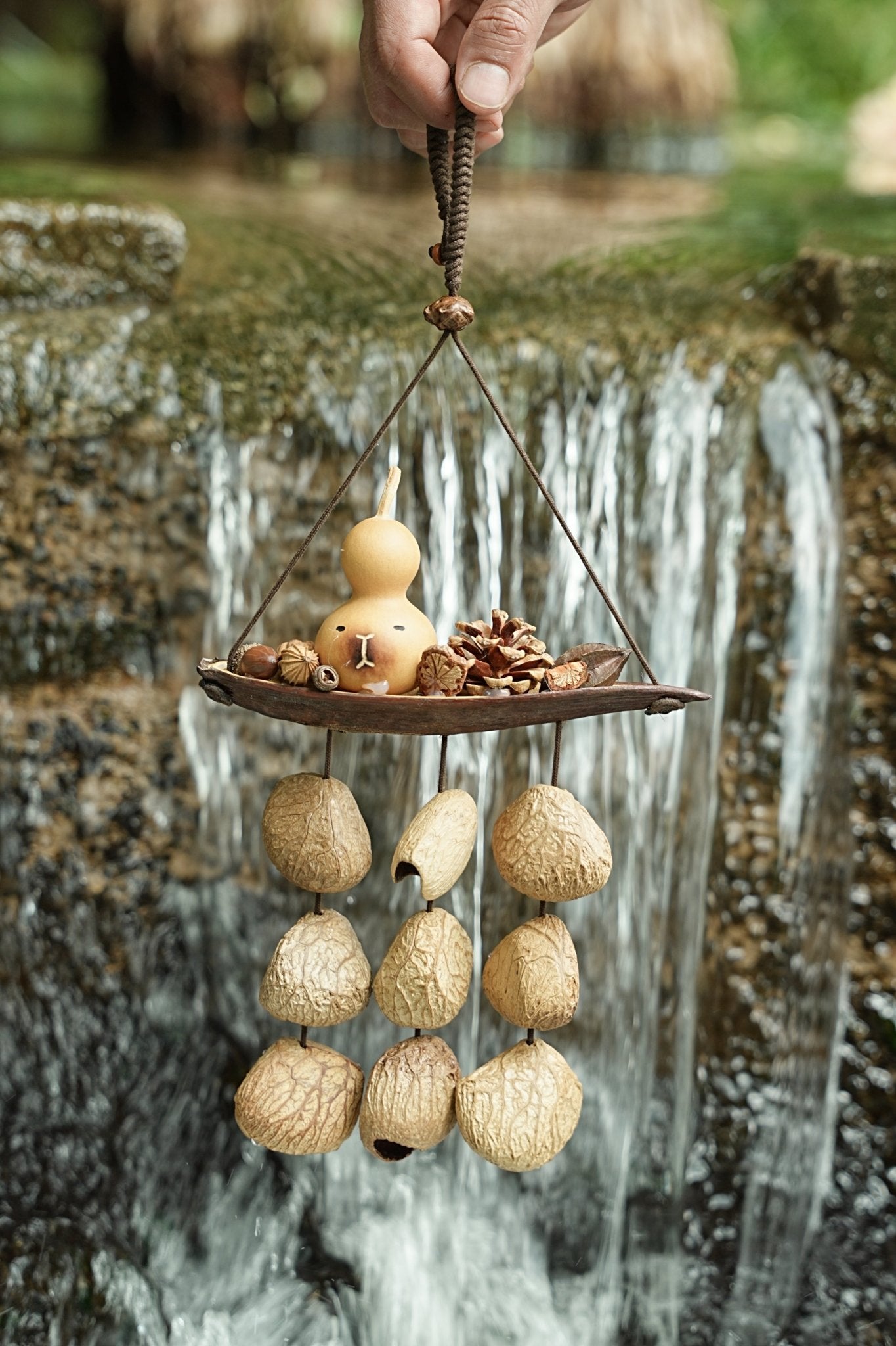 "Lucky Gourd Ark" Gourd Seed Wind Chime | Seed Necklace | Wiccan Center