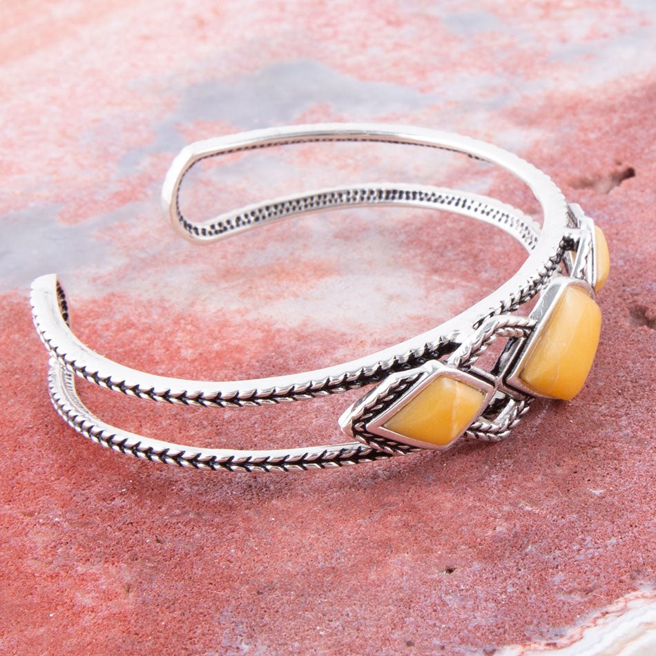 Yellow Agate and Sterling Silver Cuff Bracelet | Bracelets | Wiccan Center