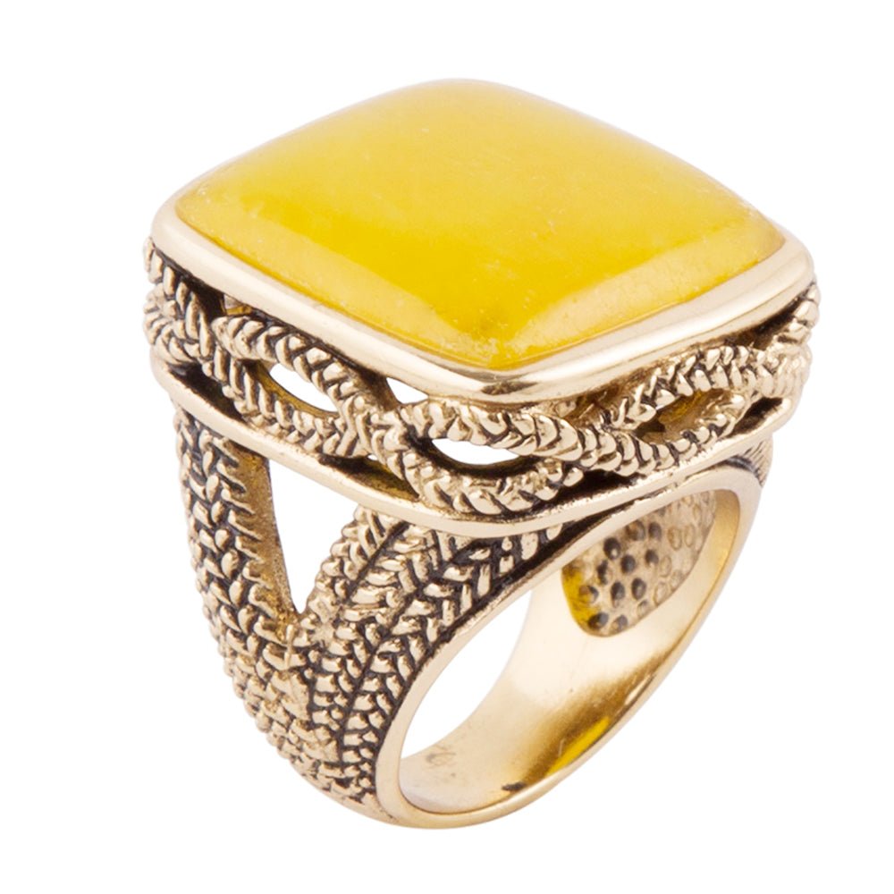 Yellow Agate and Golden Statement Ring | Rings | Wiccan Center