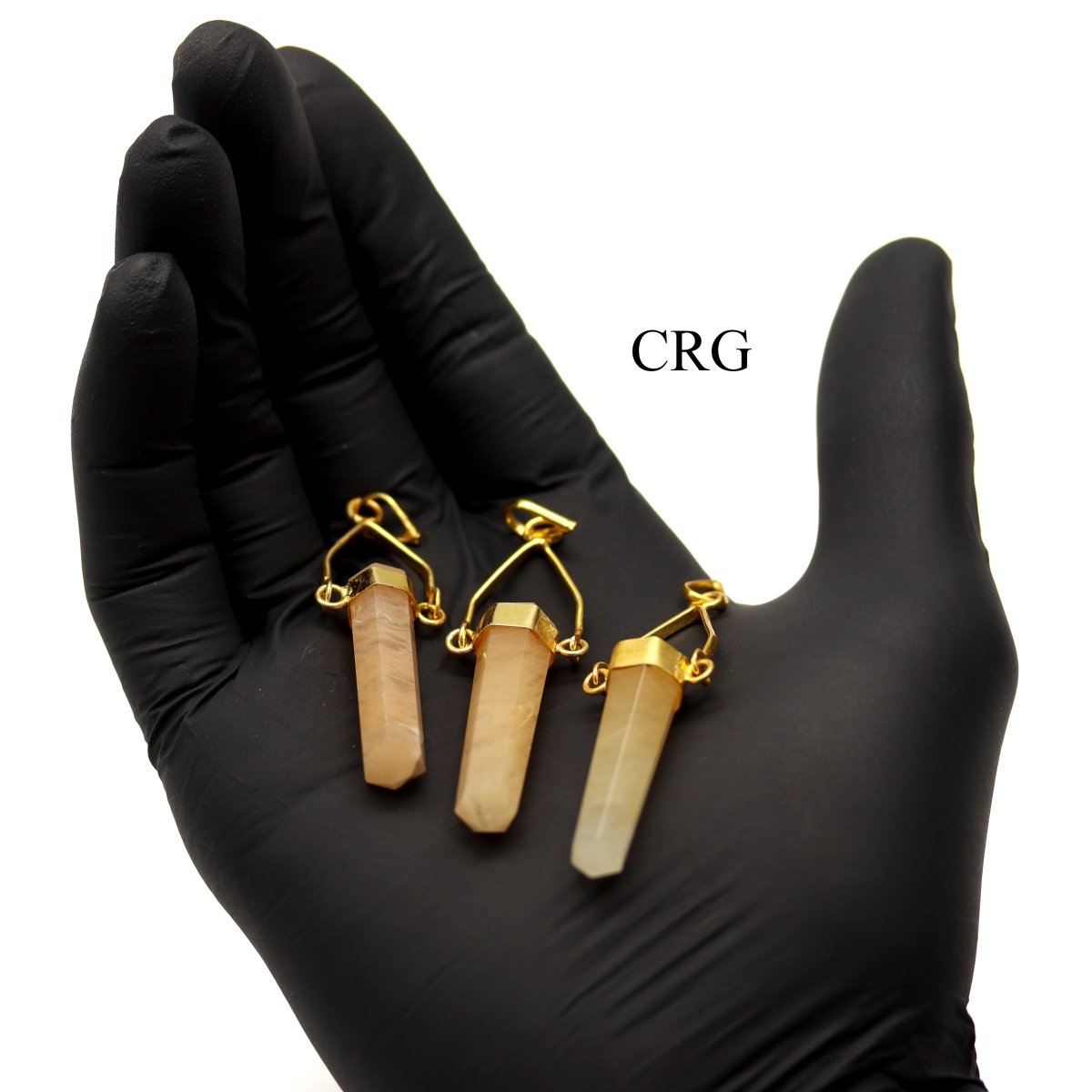 Yellow Quartz Point Pendant with Gold Plated Swivel Bail (2.5 Inches) (3 Pieces)