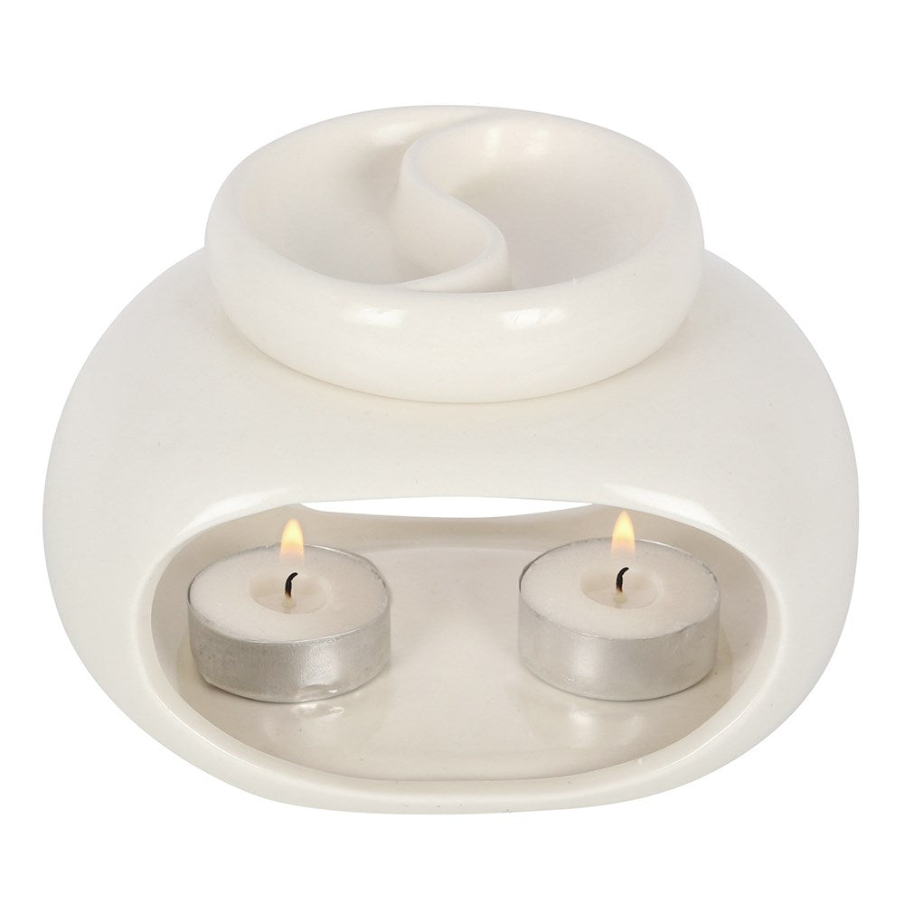White Double Oil Burner and Wax Warmer | Wax Melt Warmer | Wiccan Center