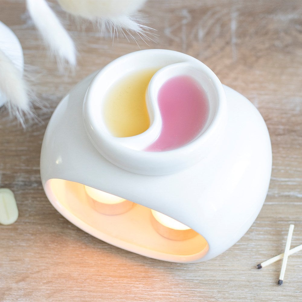 White Double Oil Burner and Wax Warmer | Wax Melt Warmer | Wiccan Center