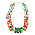 Zion Multi-Color Triple Strand Golden Statement Necklace | Necklaces | Wiccan Center
